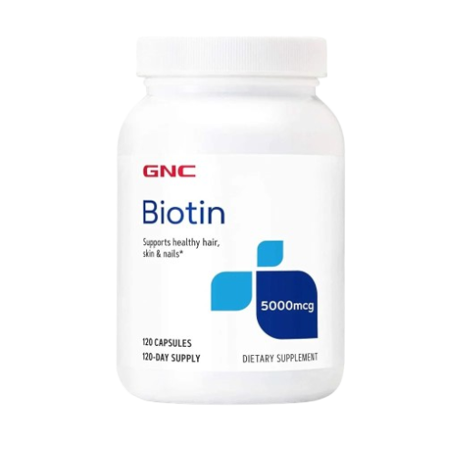 GNC Biotin 5000 mcg 120 Capsules – High-potency biotin supplement for healthy hair, skin, and nails, supporting energy, metabolism, and overall wellness