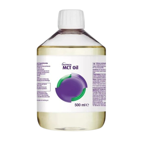 “Nutricia MCT Oil 500 ml bottle – medical nutrition supplement providing fast energy support for digestion, ketogenic and special dietary needs.”