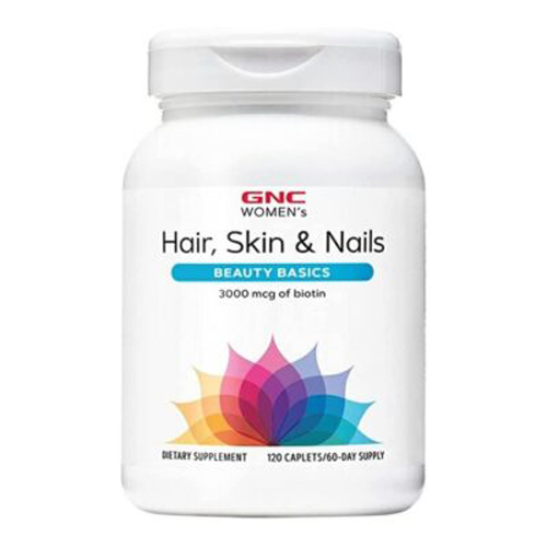 “GNC Hair, Skin & Nails 120 Tablets for healthy hair, glowing skin, and strong nails – available at Vitamin Store PK”