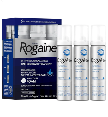 Rogaine Foam 60ml hair regrowth treatment for men and women to help reduce hair loss and stimulate healthy hair growth.