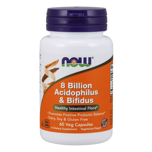 NOW 8 Billion Acidophilus & Bifidus 60 Vegetarian Capsules – Probiotic for Digestive & Gut Health | Available in Vitamin Store PK