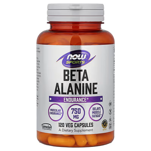 NOW Beta Alanine 750mg 120 vegetarian capsules amino acid supplement for muscle endurance, workout performance and strength support, bottle pack available in Pakistan