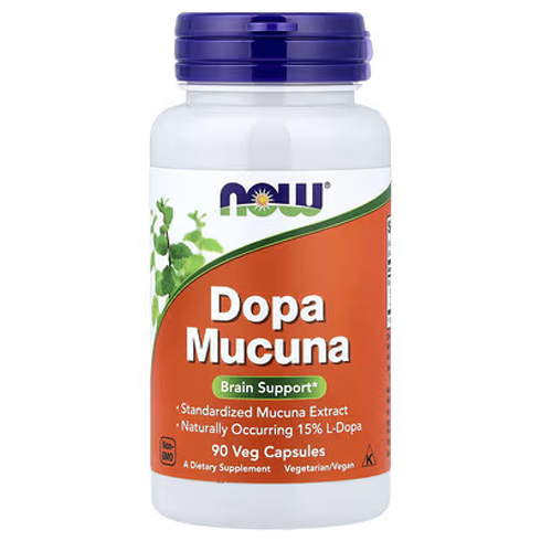“NOW DOPA Mucuna 90 vegetable capsules for dopamine support, mood balance, and brain health”