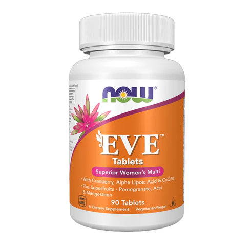 NOW EVE Women’s Multivitamin 90 Tablets bottle for women’s daily health, energy, immune support and nutritional balance