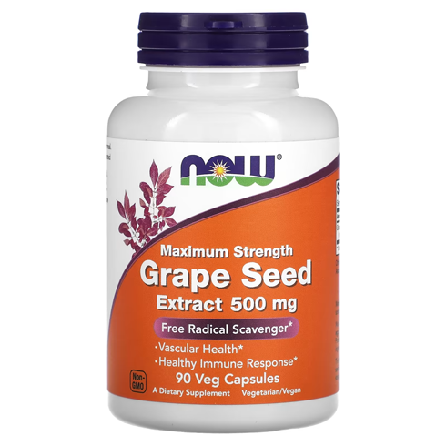 Now Grape Seed Extract 500mg 90 Veg Capsules – antioxidant supplement for heart health and immune support