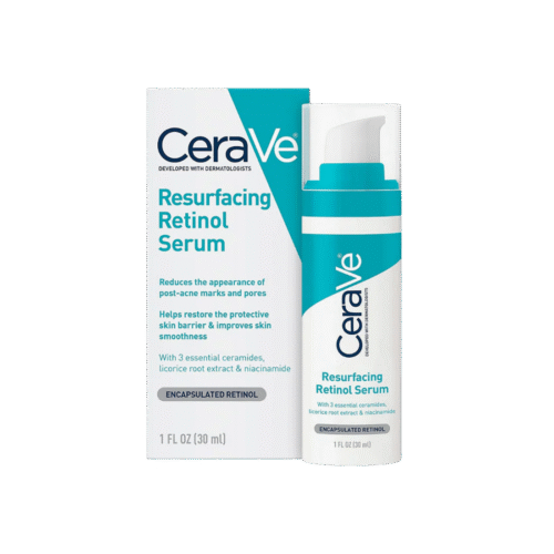 CeraVe Resurfacing Retinol Serum (30ml) with encapsulated retinol, ceramides, and niacinamide to help reduce post-acne marks and improve skin texture